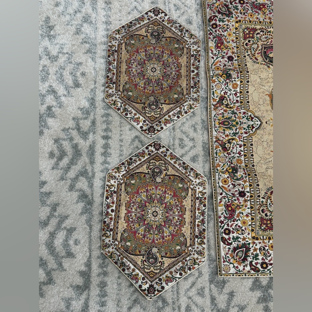 Persian Termeh 5Pc Table Set Runners Tablecloth Placemats Luxury Decor - Picture 5 of 8